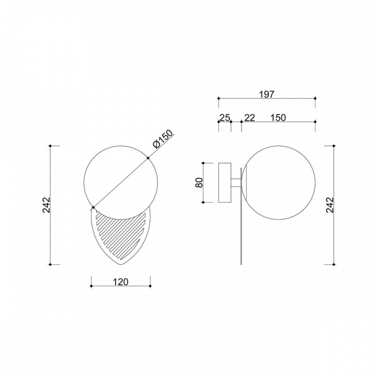 FYLLO B złota lampa ścienna / kinkiet z mosiężnym liściem