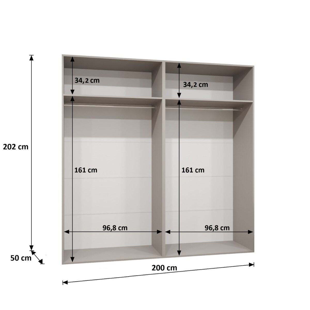 Szafa uchylna otwierana BARI 2 200 wys. 202 cm Biały + u. Złoty