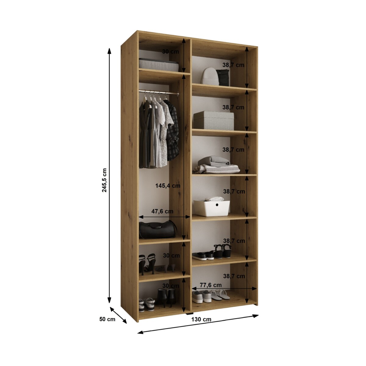 Szafa trzydrzwiowa Como 1 130 gł.50 biały+złoty