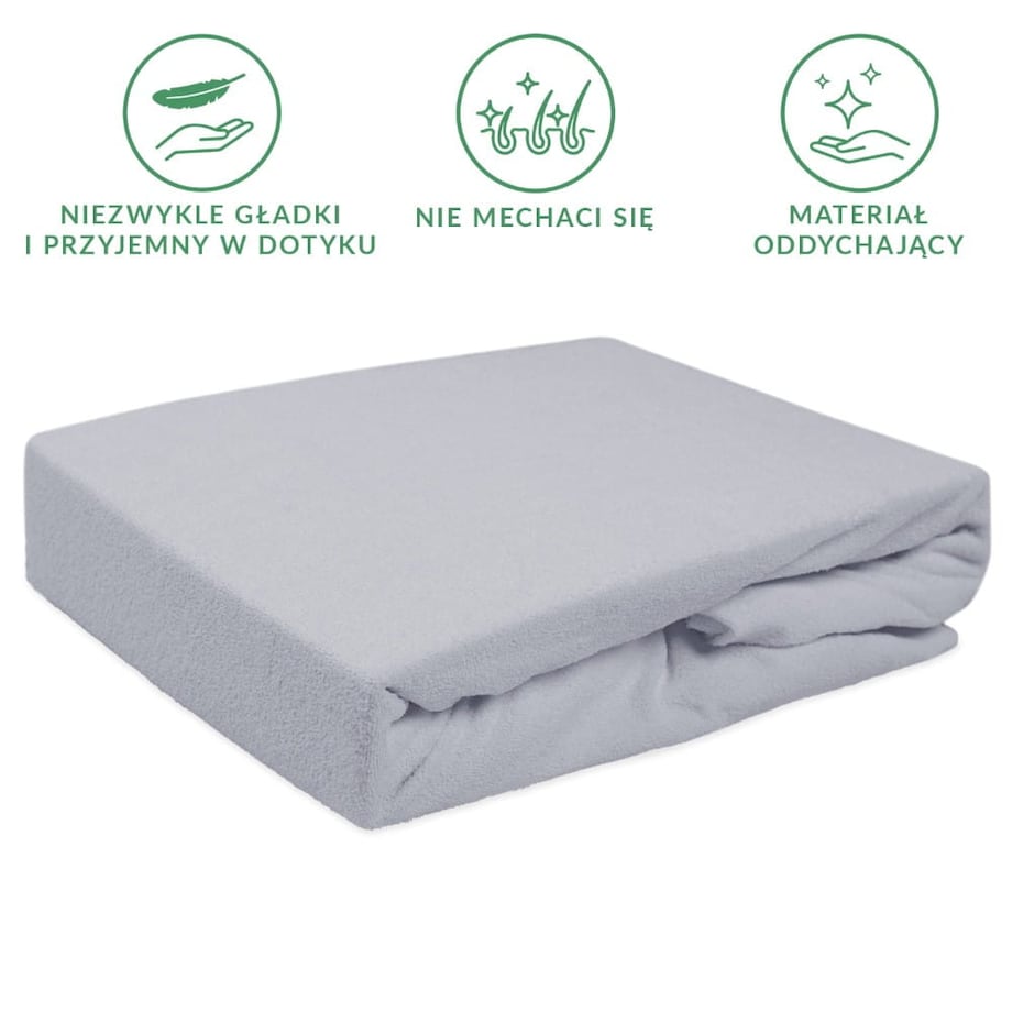 Prześcieradło z bawełny frotte z gumką 180x200 kolor popiel PREMIUM
