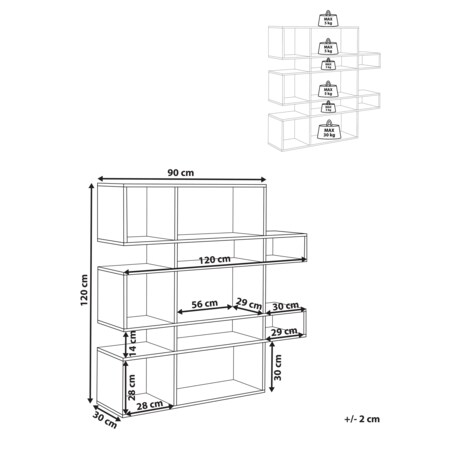 Regał 5 półek jasne drewno z białym AMARILO