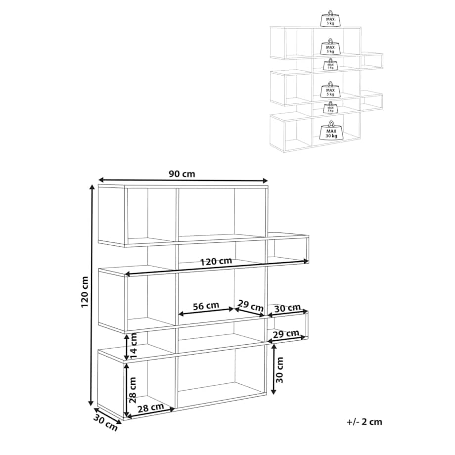Regał 5 półek jasne drewno z białym AMARILO