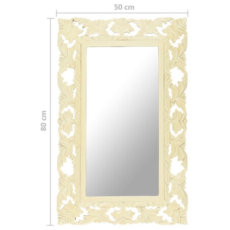 vidaXL Lustro w ręcznie rzeźbionej, białej ramie, 80x50 cm, mango