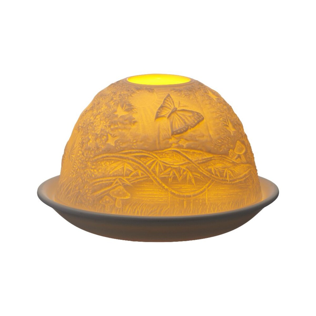 VILLA ITALIA Lampion porcelanowy na tealight z wkładem LED 7,5 cm MOTYL