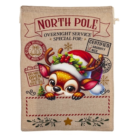 Worek świąteczny na prezenty 65x48,5x1 cm NORTH POLE-2 szary