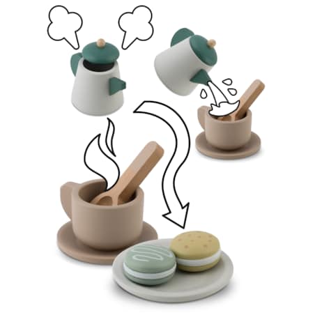 Drewniany serwis kawowy dla dzieci zestaw do kawy i herbaty Nukido