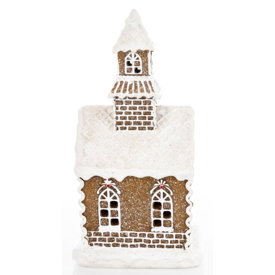 Dekoracja domek z piernika LED 22x12x10,5 cm z wieżyczką