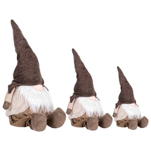 Zestaw 3 dekoracji świątecznych TUUSULA 36/54/80 cm Krasnal Brązowy