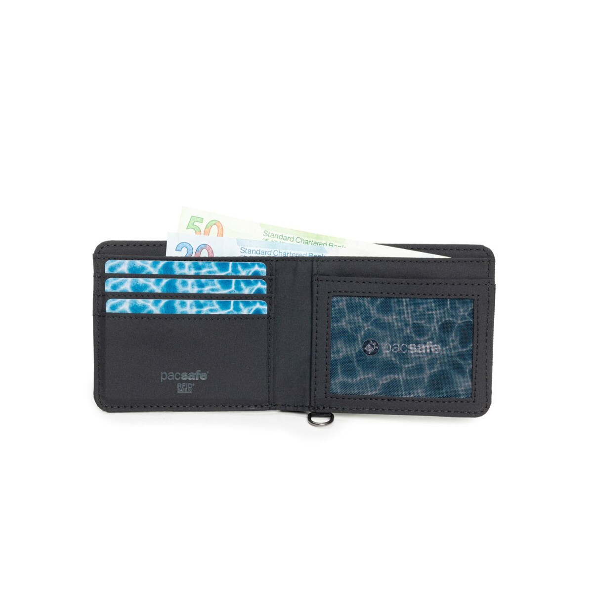 Podwójny portfel antykradzieżowy z recyklingu RFIDsafe - ciemnoszary