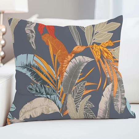 Poszewka satynowa 40x40 Tropenza tropikalne liście na szarym tle, Satynlove