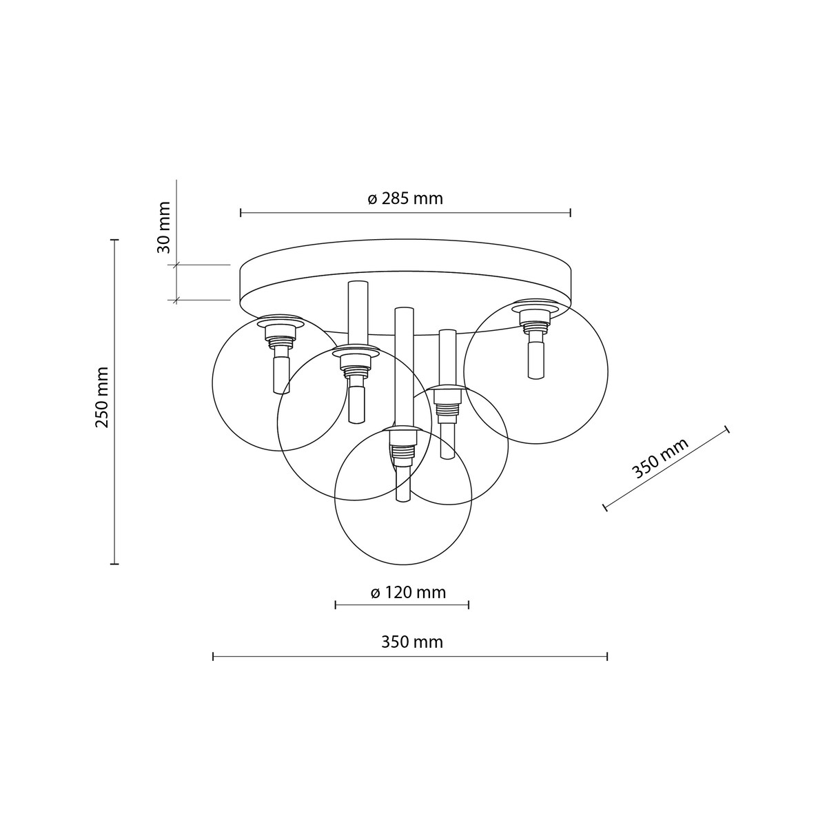 Nowoczesna lampa sufitowa NILOS Black/Gold TK Lighting 5xG9, czarno-złota, szkło, metal, do salonu i jadalni