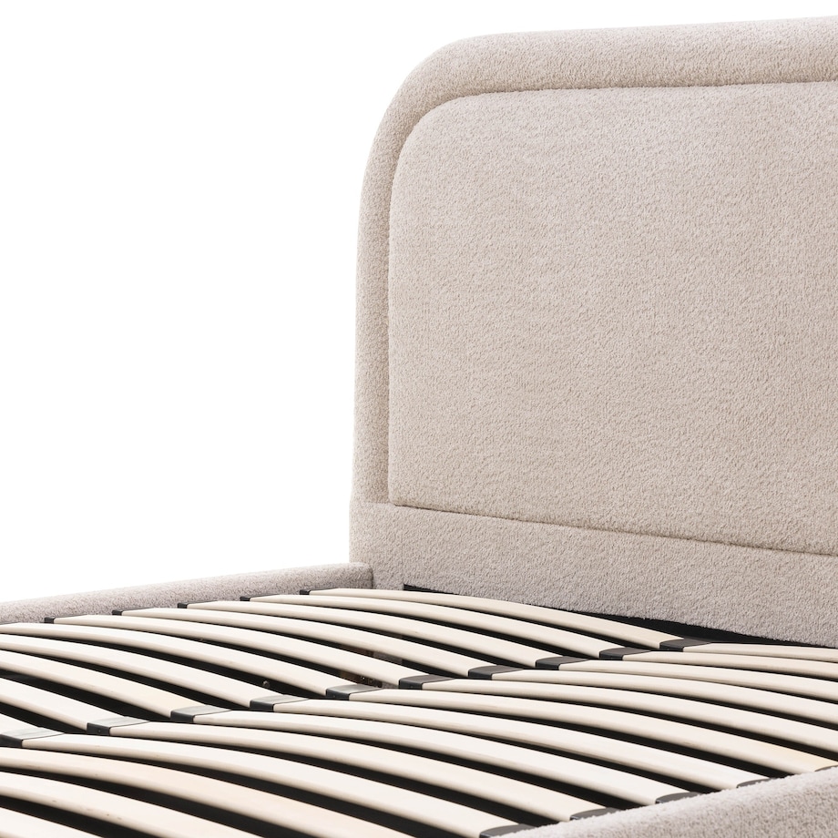 Łóżko 160x200 cm ze stelażem i pojemnikiem bouclé Ostuni