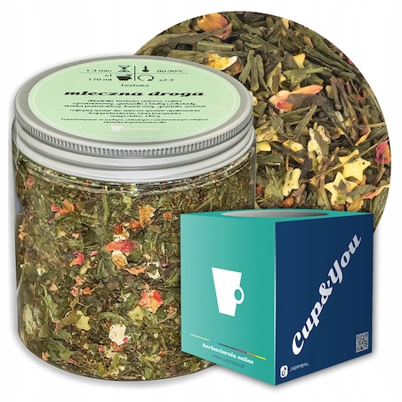 Herbata zielona MLECZNA DROGA o smaku cynamonowym z kremową czekoladą - herbata liściasta sypana mieszanka napar susz - gotowa na prezent upominek