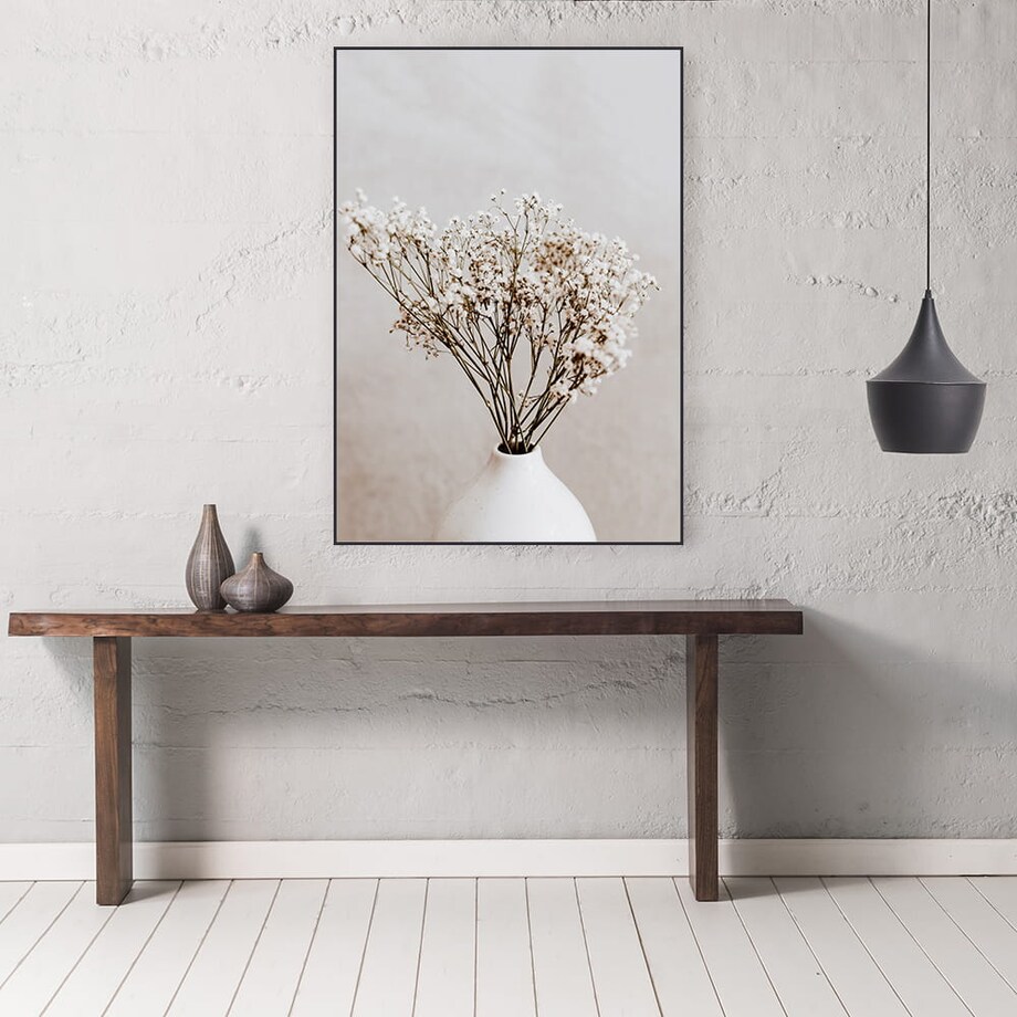 plakat białe suszone kwiaty 2 50x70 cm