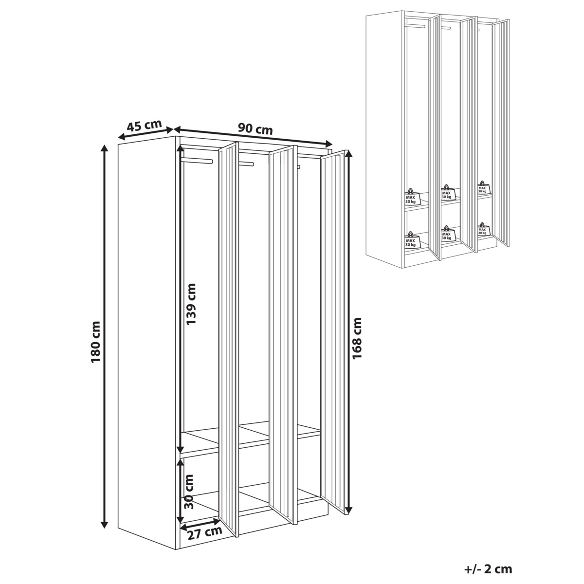 Szafa socjalna ubraniowa trzydrzwiowa ATHLETE Metal Biały/ niebieski