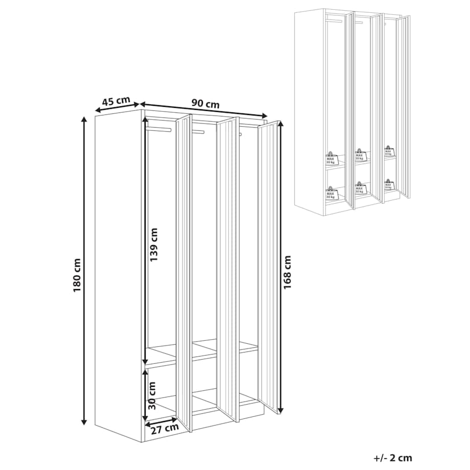 Szafa socjalna ubraniowa trzydrzwiowa ATHLETE Metal Biały/ niebieski