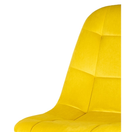 Krzesło tapicerowane welurowe skandynawskie żółte nowoczesne