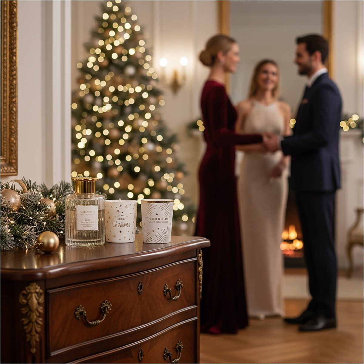 Dyfuzor Z Patyczkami Zapach Zestaw Zapachowy + Dwie Świece Dekoracje Świąteczny