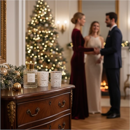 Dyfuzor Z Patyczkami Zapach Zestaw Zapachowy + Dwie Świece Dekoracje Świąteczny