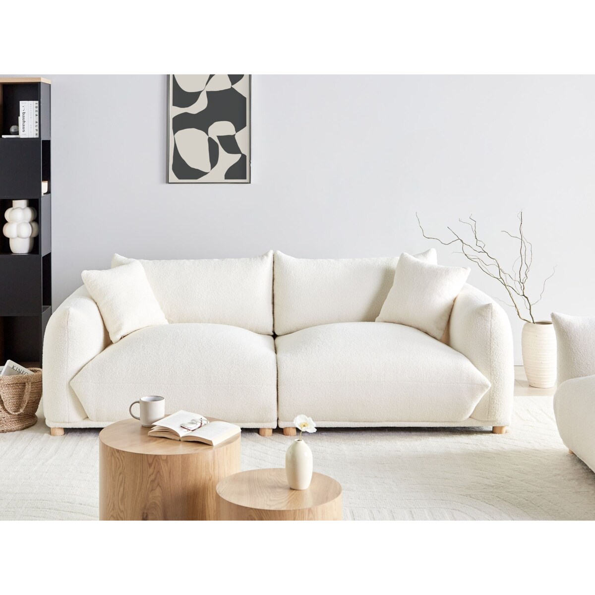Sofa LUVOS Boucle Złamana biel dla 3 osób