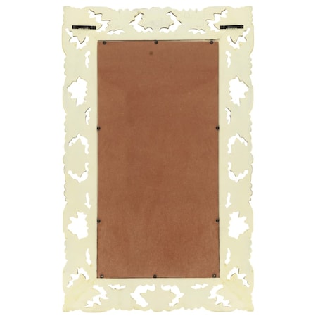 vidaXL Lustro w ręcznie rzeźbionej, białej ramie, 80x50 cm, mango