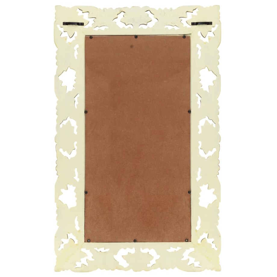 vidaXL Lustro w ręcznie rzeźbionej, białej ramie, 80x50 cm, mango