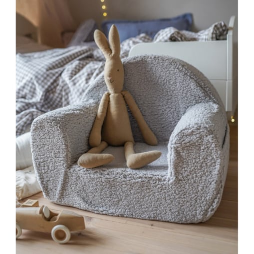 Futrzany fotelik dla dziecka szary