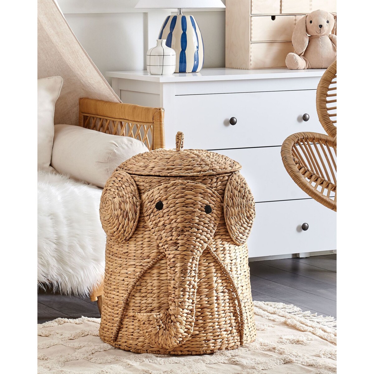 Kosz pleciony słoń z hiacyntu wodnego naturalny DOGON