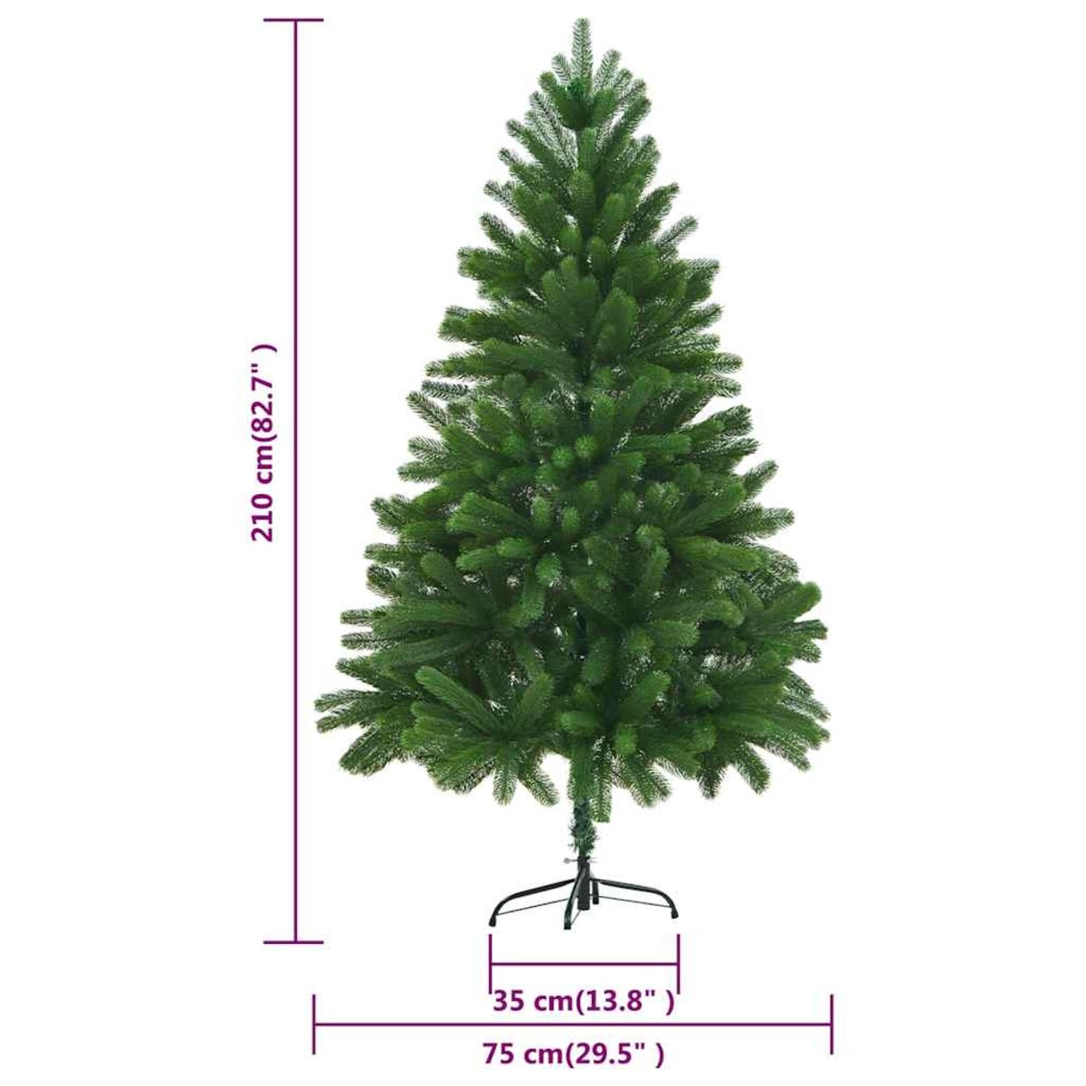 vidaXL Sztuczna choinka z lampkami i bombkami, 210 cm, zielona