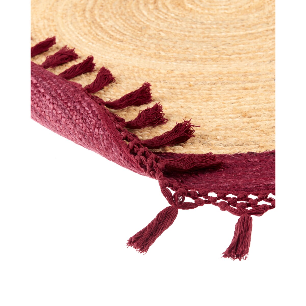 Dywan okrągły z juty 140 cm beżowy z czerwonym MARTS