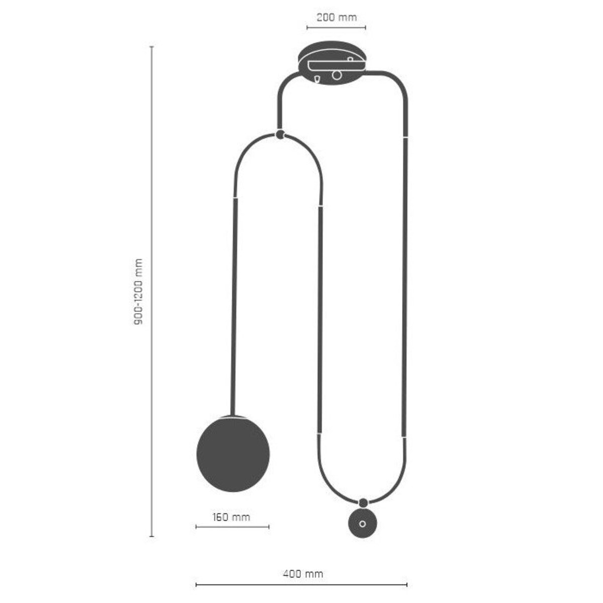 Lampa wisząca designerska BOLA zwis kula z przeciwwagą czarna