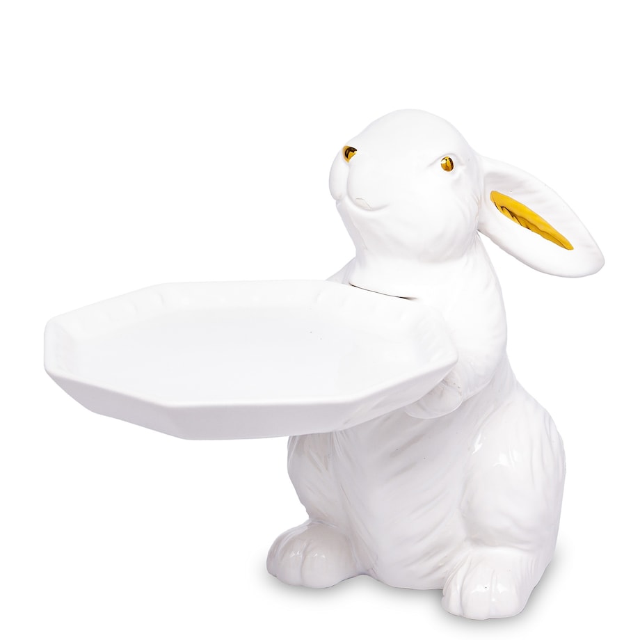 Dekoracja - króliczek z tacą 14,5x11x18 cm