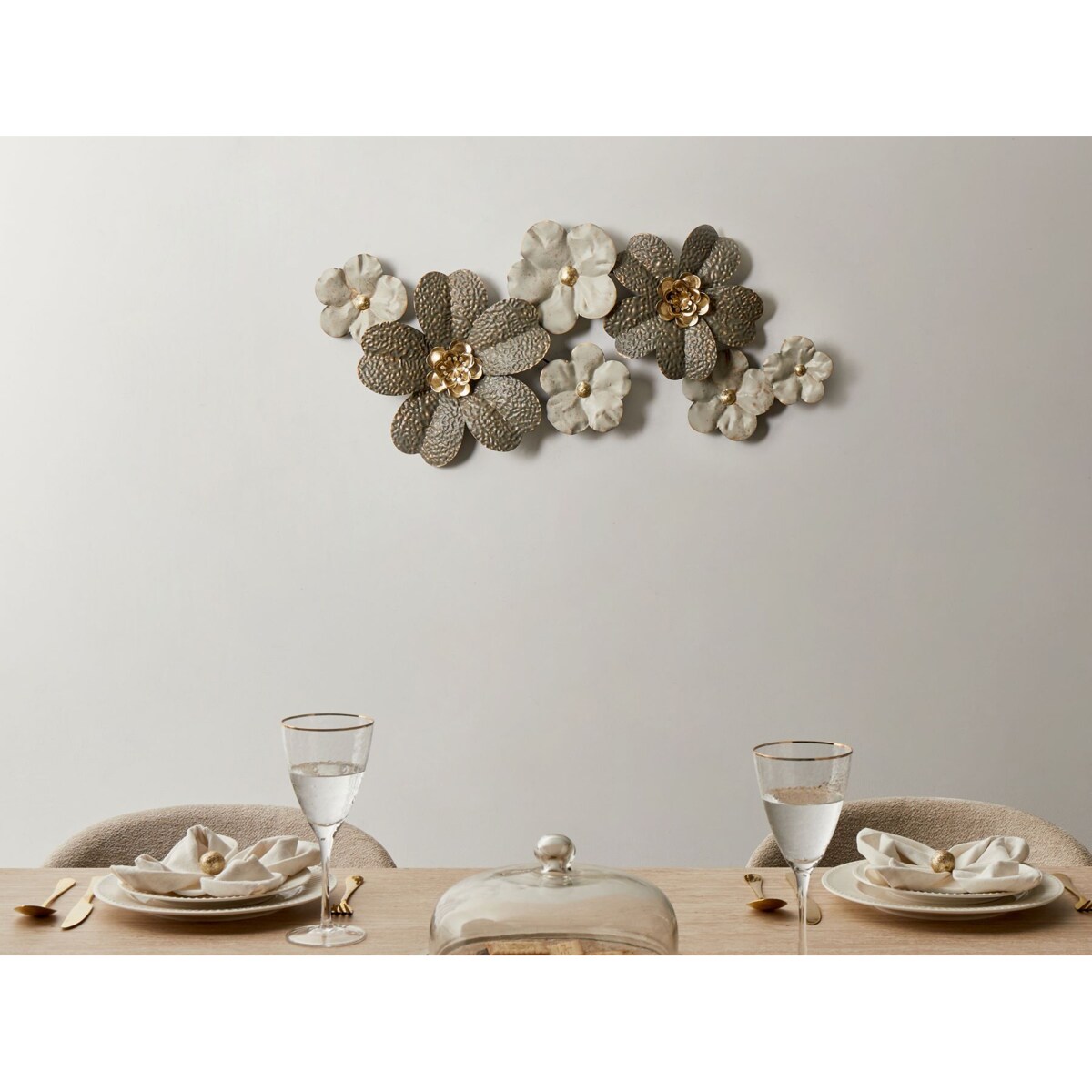 Dekoracja ścienna Kwiat LANTHANUM Metal 52 cm Beżowy