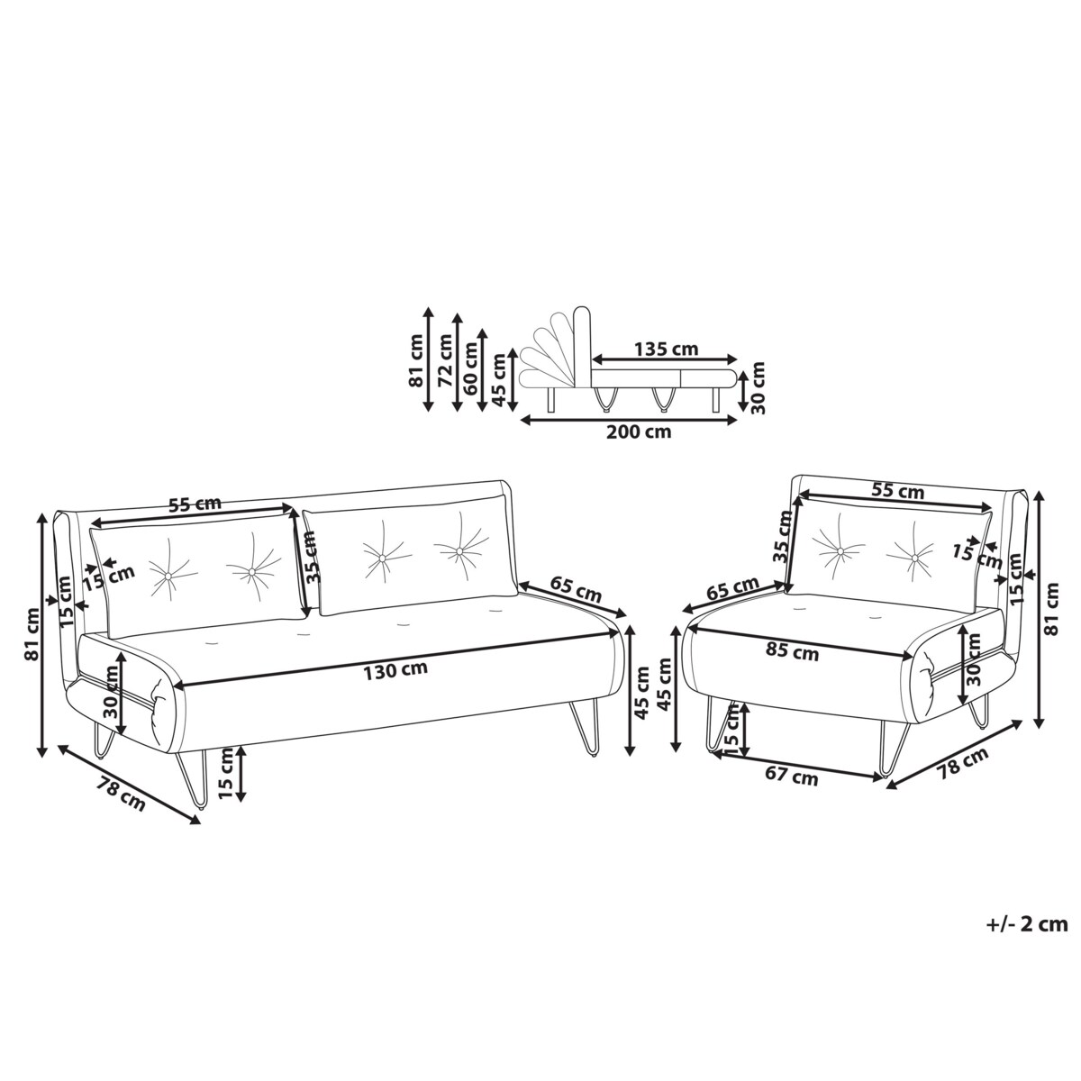 Komplet wypoczynkowy welurowy 3-osobowy szary VESTFOLD