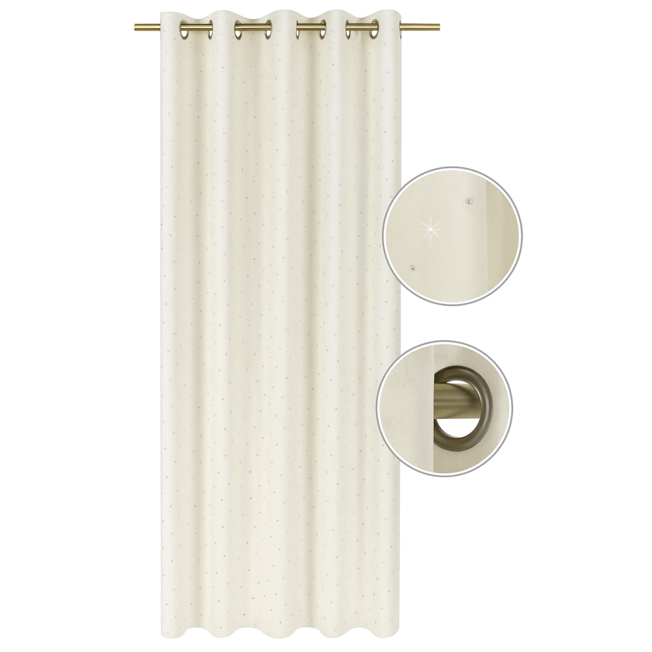 zasłona welurowa "full crystal" 140x250 cm przelotki śmietana