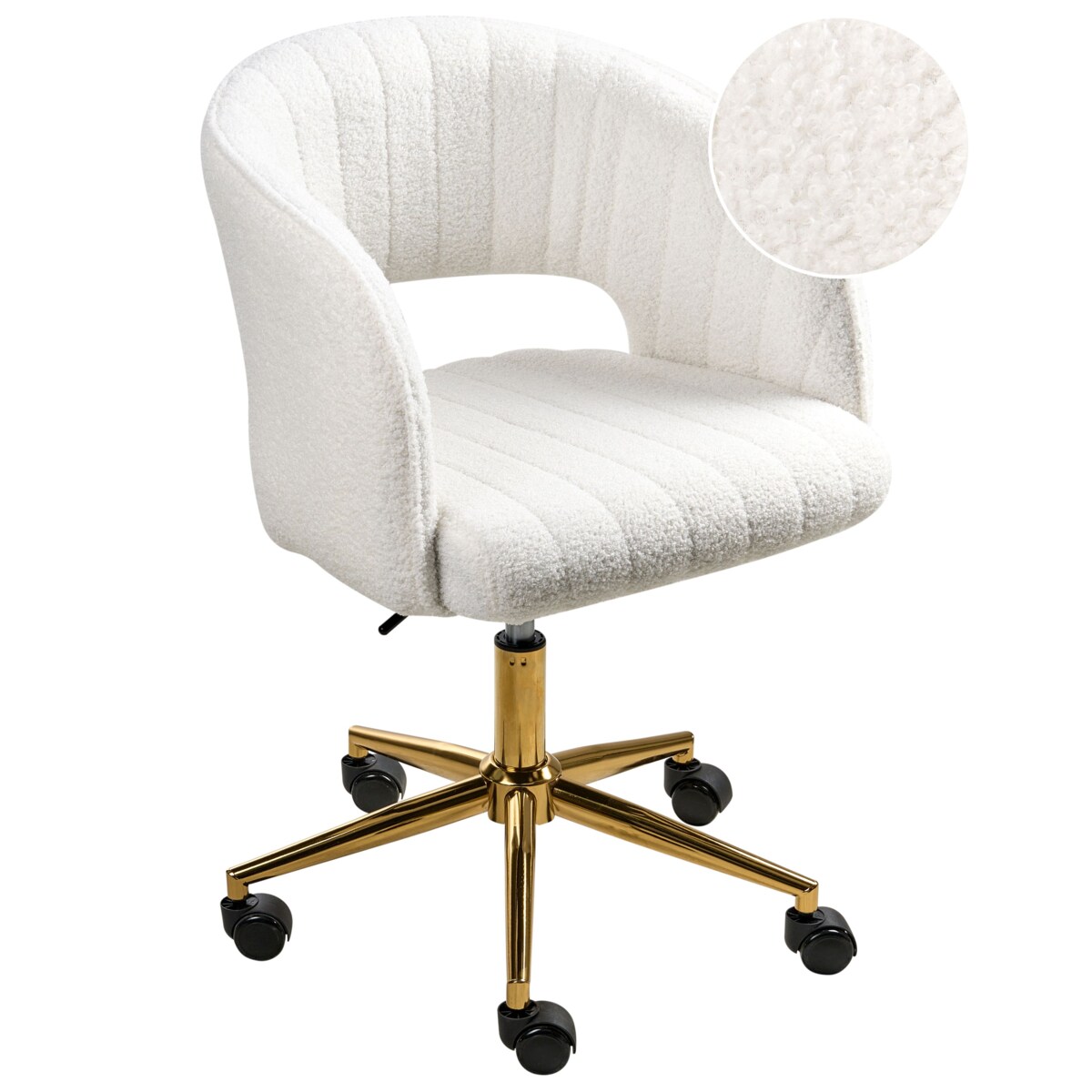 Krzesło obrotowe KATONAH Boucle Złamana biel