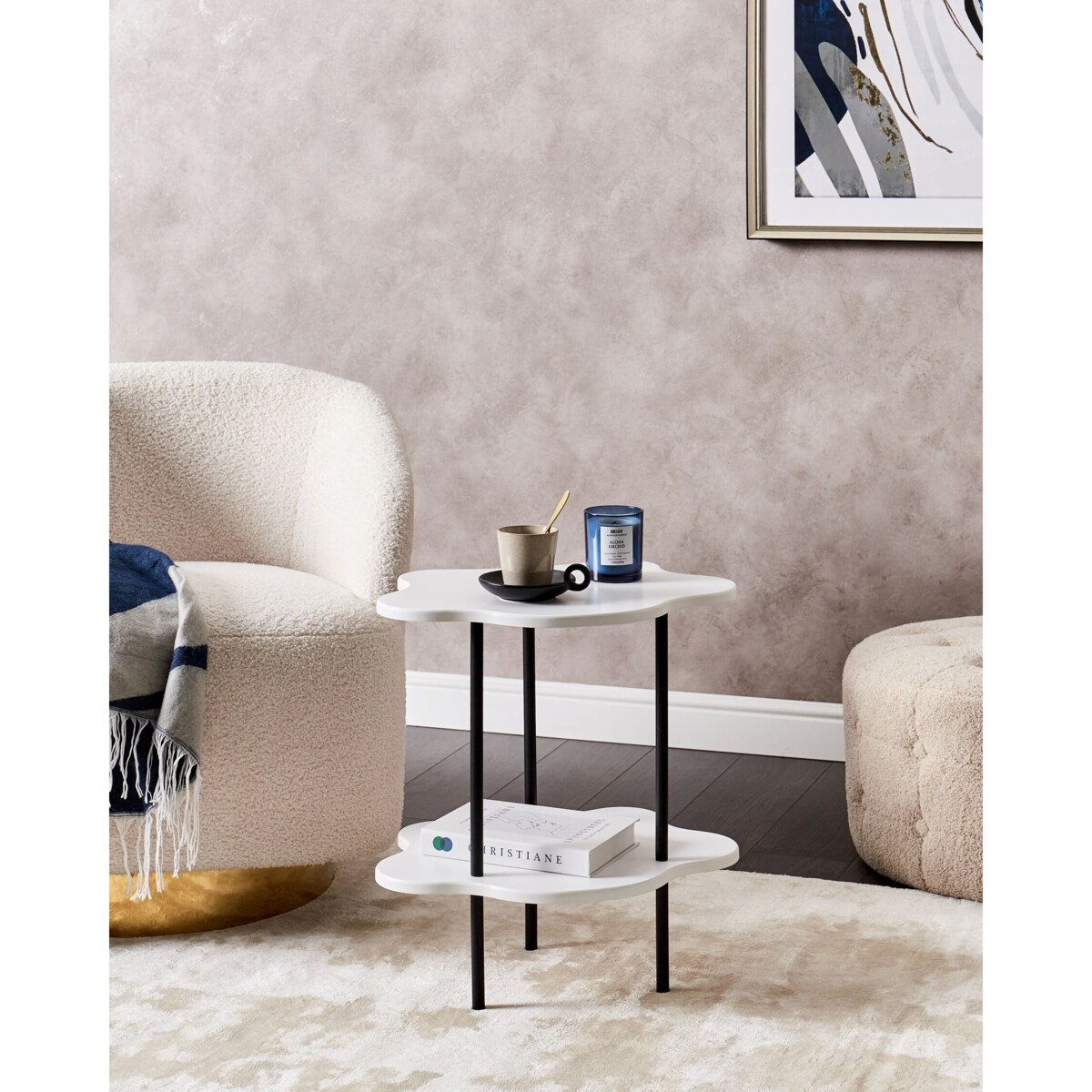 Stolik pomocniczy biało-czarny CLOUD