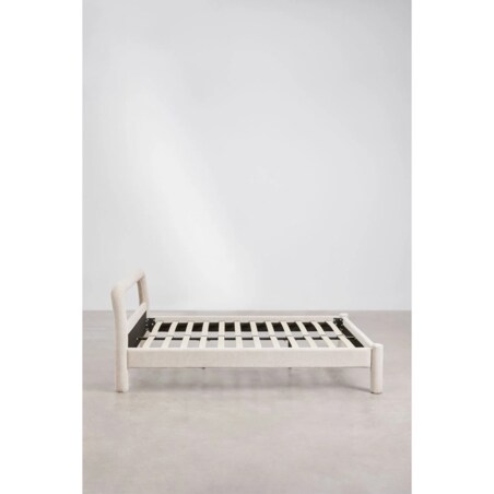 Łóżko tapicerowane, szenilowe, kremowo-beżowe Eneko, 160x200 cm