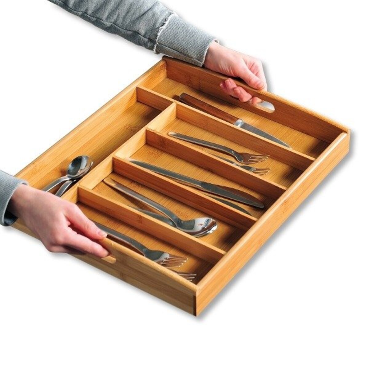 Pojemnik na sztućce, organizer bambusowy do szuflady, KESPER