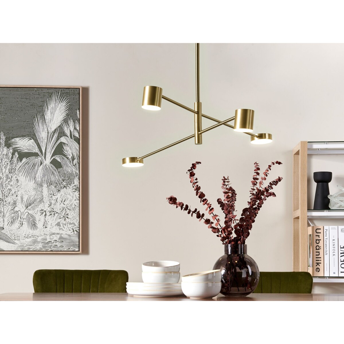 Lampa wisząca 4 - punktowa metalowa złota BANDON