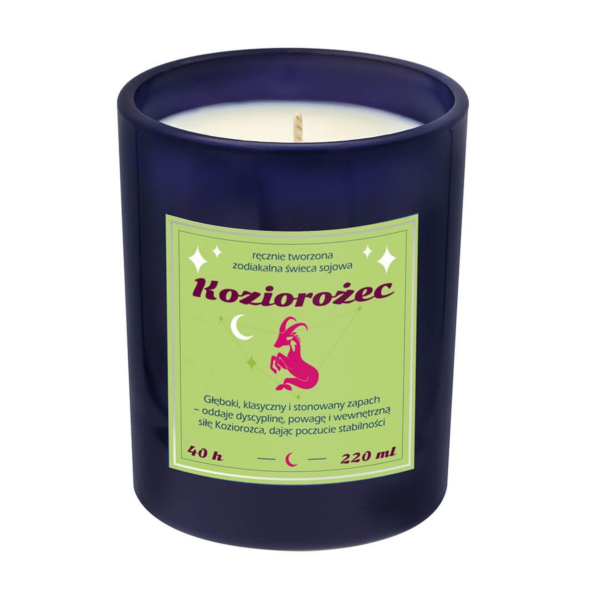 Świeca zodiakalna sojowa naturalna zapachowa KOZIOROŻEC - bezpieczna, ręcznie robiona w szklanym słoiczku na prezent upominek dla osoby ze znakiem zodiaku KOZIOROŻCA