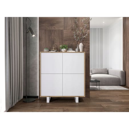 Industrialna Komoda Loft Szafka RTV Dąb Wotan Biały MAT 113 cm