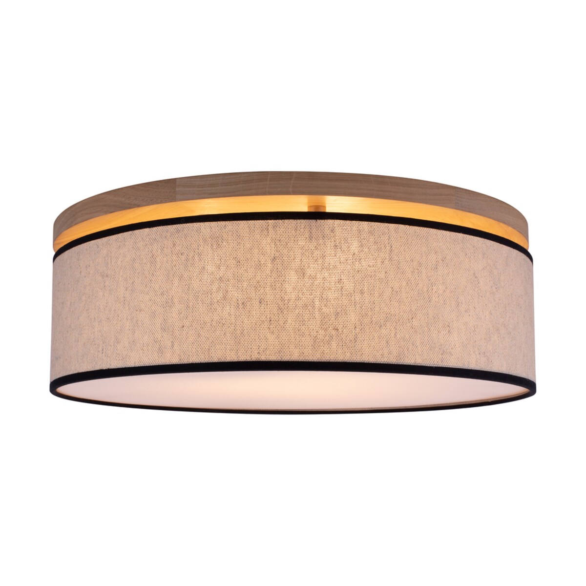 Drewniana Lampa Sufitowa BRITOP Lighting 3xE27 Max.25W Dąb Olejowany FSC z Beżowo Czarnym Lnem, Polski Producent, 1 szt.