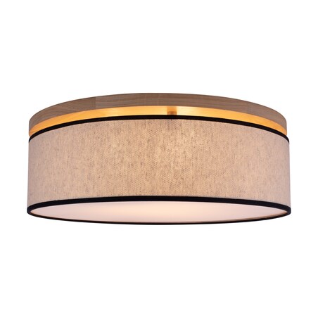 Drewniana Lampa Sufitowa BRITOP Lighting 3xE27 Max.25W Dąb Olejowany FSC z Beżowo Czarnym Lnem, Polski Producent, 1 szt.