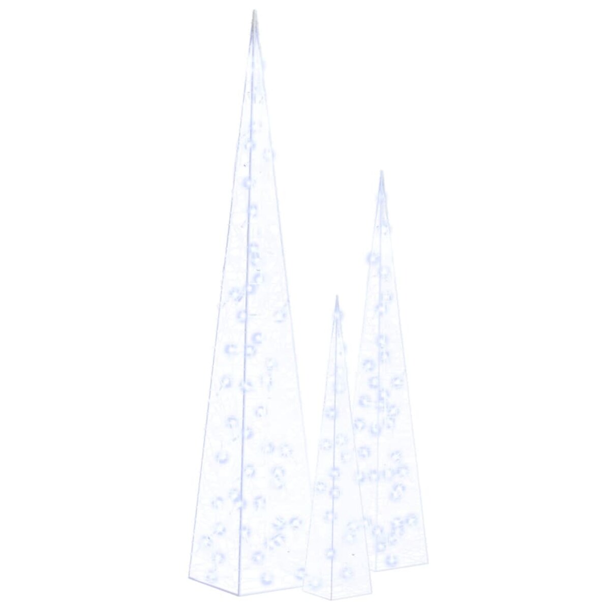 vidaXL Zestaw stożków dekoracyjnych, niebieski, LED, 60/90/120 cm