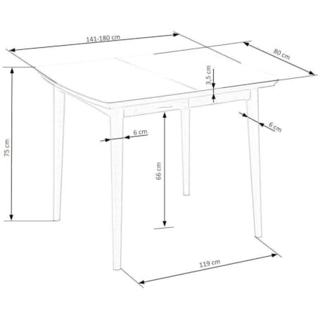 STÓŁ ROZKŁADANY Terra biały mat i dąb 90-190/80/75 cm