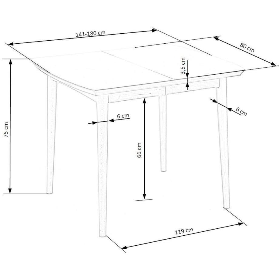 STÓŁ ROZKŁADANY Terra biały mat i dąb 90-190/80/75 cm