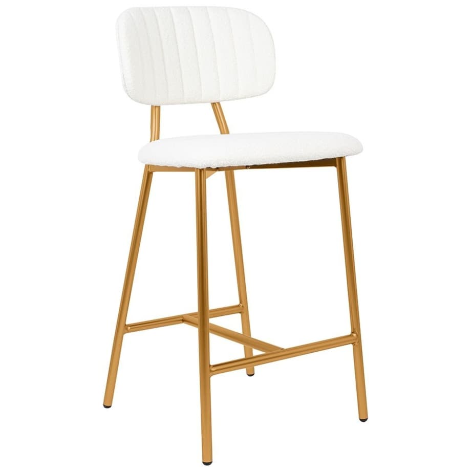 Komfortowe krzesło FABIOLA BOUCLEK H1201100125 białe złote, King Home