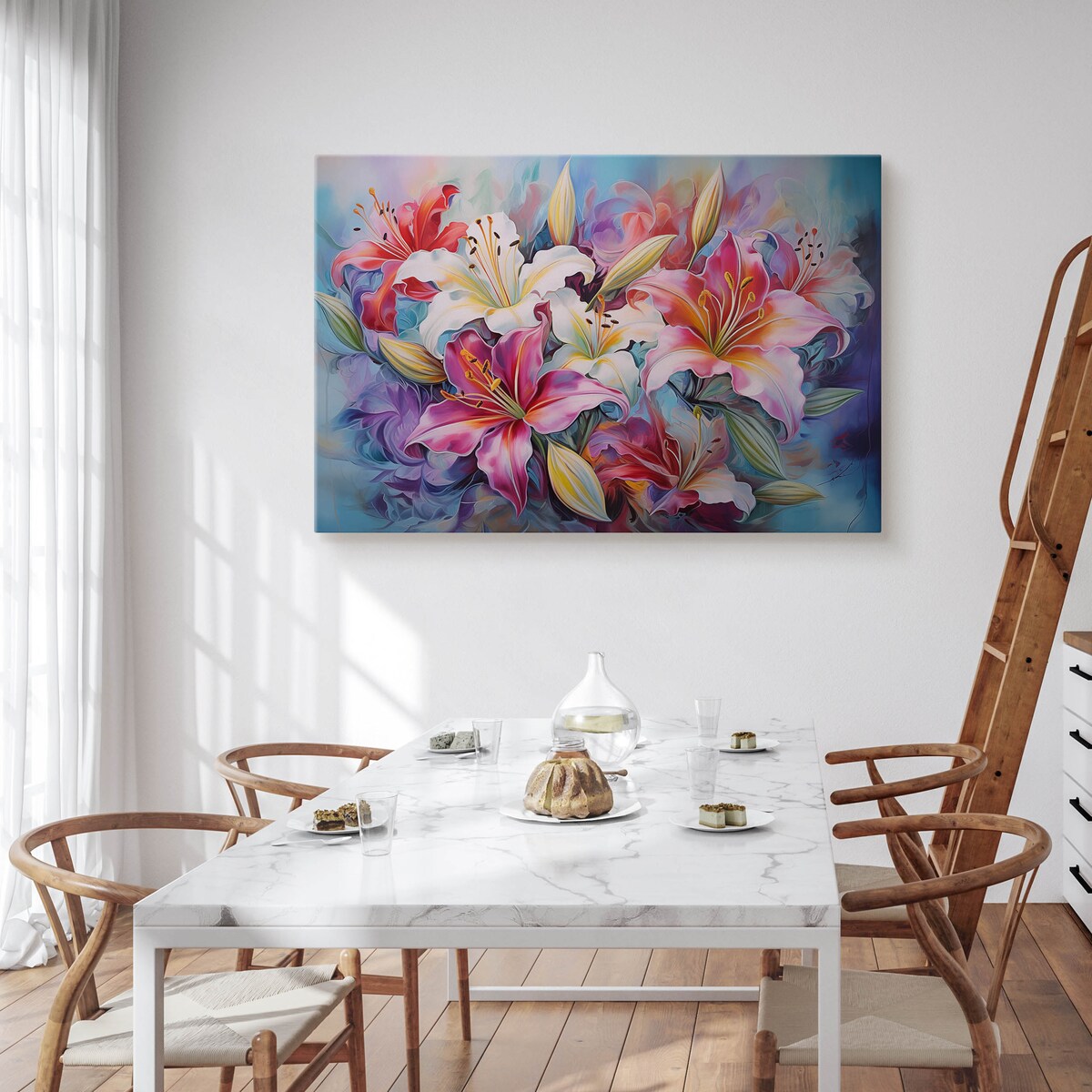 Obraz Do Sypialni Kolorowe Lilie Kwiaty Natura Rośliny Abstrakcja 120x80cm