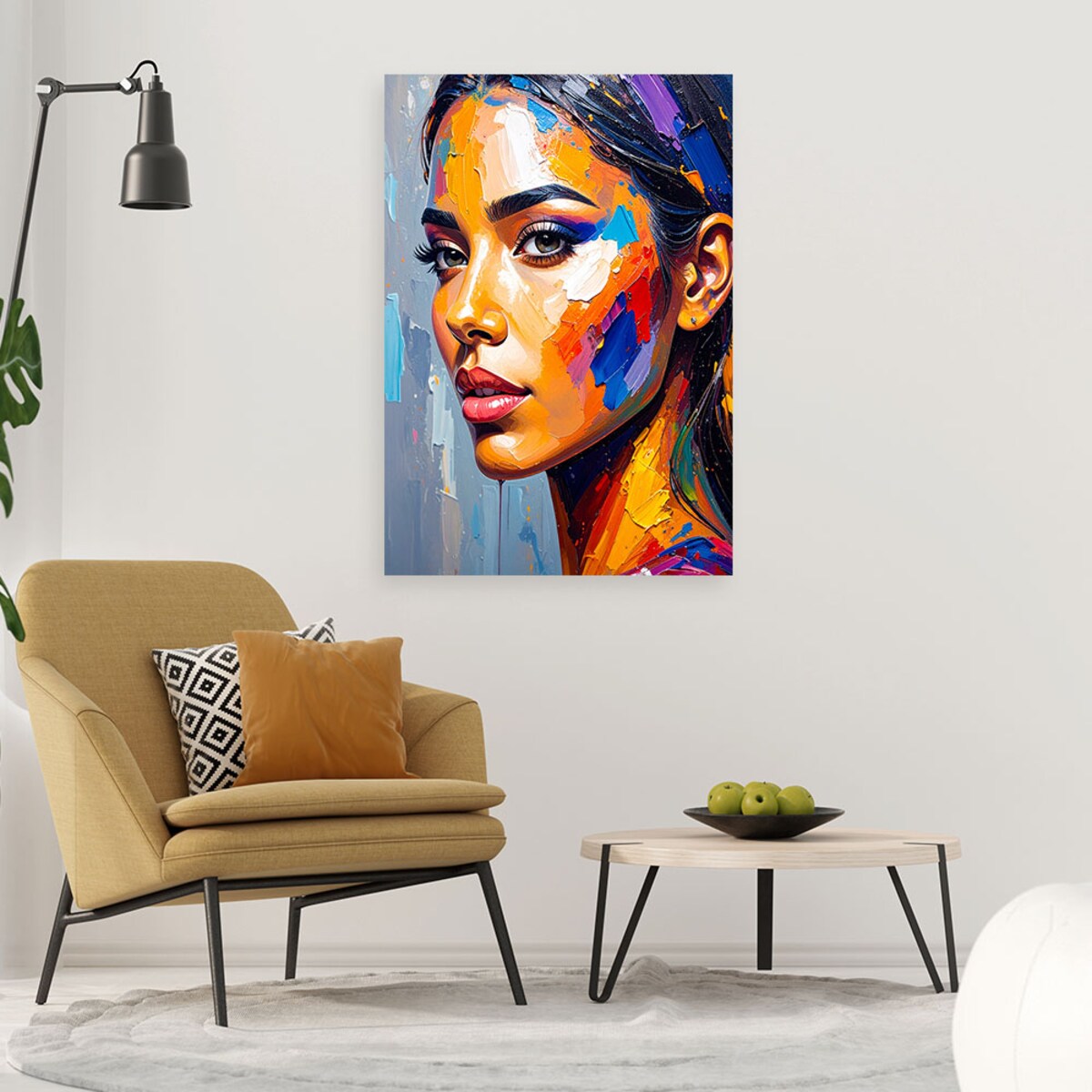 Feeby Obraz do salonu sypialni, Twarz Pieknej Kobiety Malowany 60x90